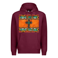 Burgundy sunflowers cross aztec pattern Premium Hoodie - Jasminsmagicworld