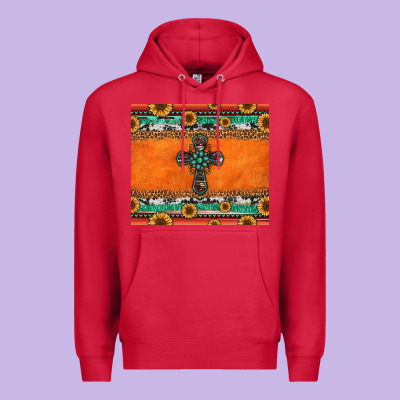 Sunflowers Cross Aztec Pattern Premium Hoodie Designed By Jasminsmagicworld