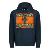 Navy sunflowers cross aztec pattern Premium Hoodie - Jasminsmagicworld