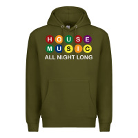 Army Green House Music All Night Long Ravers Premium Hoodie - longCreatives