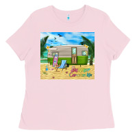 Bubblegum Pink summer caravan life Ladies Tee - TumblerDesignByShophia