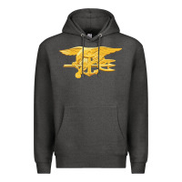 Charcoal Heather Navy Seals badge Premium Hoodie - longCreatives
