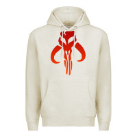 Oatmeal Heather Mando Mythosaur Skull Sticker Premium Hoodie - longCreatives