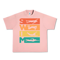 Salmon Retro Vintage Swimming Gift For Swimmers Urban Heavy Tee - longCreatives