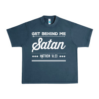 Midnight Navy Get behind me Satan Matthew 1623 Quote Urban Heavy Tee - longCreatives