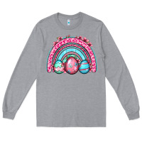 Heather Grey Easter eggs rainbow Long Sleeve Tee - OliviaCreatesArt