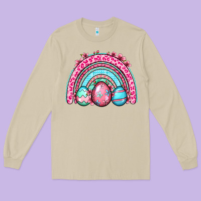 Easter Eggs Rainbow Long Sleeve Tee Designed By Oliviacreatesart