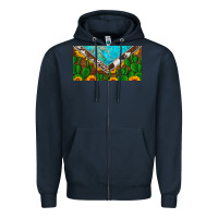 Navy cactus sunflower cowhide and turquoise license plate Zipper Hoodie - Artiststas
