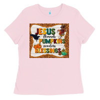 Bubblegum Pink jesus flannel's pumpkins blessings Ladies Tee - TumblerDesignByShophia