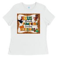 White jesus flannel's pumpkins blessings Ladies Tee - TumblerDesignByShophia