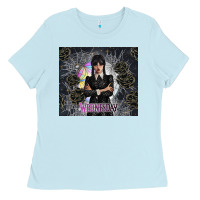 Baby Blue gothic girl with black rose Ladies Tee - TumblerDesignByShophia