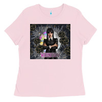 Bubblegum Pink gothic girl with black rose Ladies Tee - TumblerDesignByShophia