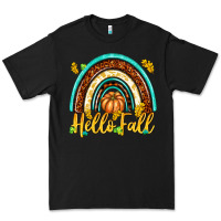 Black Hello Fall with Rainbow Premium Tee - texasbilliewilder