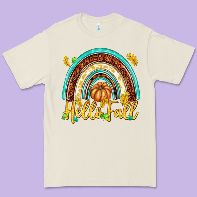 Hello Fall With Rainbow Premium Tee Designed By Texasbilliewilder