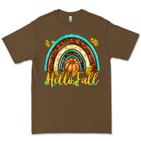 Cacao Hello Fall with Rainbow Premium Tee - texasbilliewilder