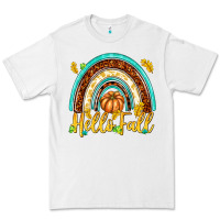 White Hello Fall with Rainbow Premium Tee - texasbilliewilder