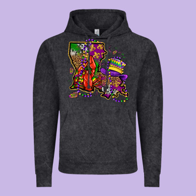Mardi Gras Louisiana Map Vintage Hoodie Designed By Oliviacreatesart