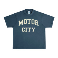 Midnight Navy Classic Motor City Detroit Varsity Urban Heavy Tee - longCreatives