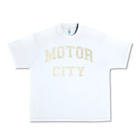 White Classic Motor City Detroit Varsity Urban Heavy Tee - longCreatives
