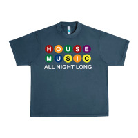 Midnight Navy House Music All Night Long Ravers Urban Heavy Tee - longCreatives