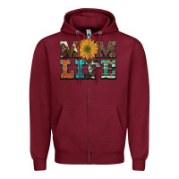Burgundy western cowhide leopard turquoise  leather aztec sunflower mom Zipper Hoodie - Artiststas