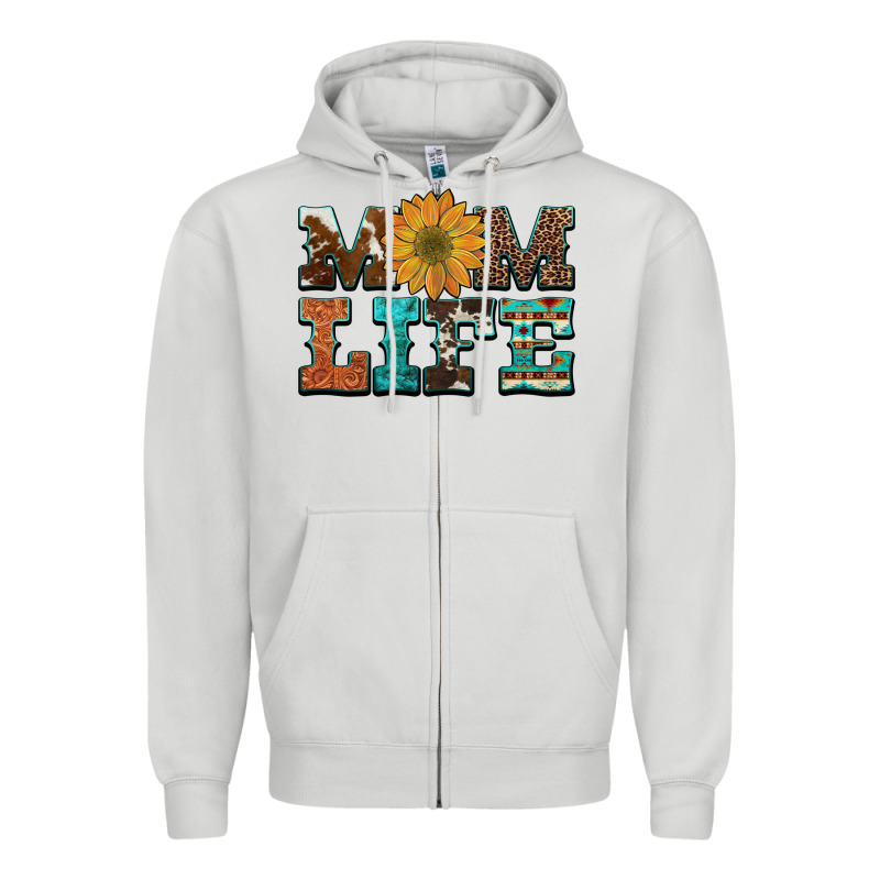 Western Cowhide Leopard Turquoise  Leather Aztec Sunflower Mom Zipper Hoodie by Artiststas | Teevron
