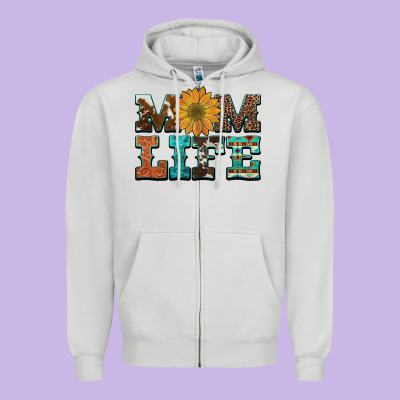 Western Cowhide Leopard Turquoise  Leather Aztec Sunflower Mom Zipper Hoodie Designed By Artiststas