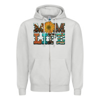 Dove Grey western cowhide leopard turquoise  leather aztec sunflower mom Zipper Hoodie - Artiststas