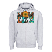 Heather Grey western cowhide leopard turquoise  leather aztec sunflower mom Zipper Hoodie - Artiststas