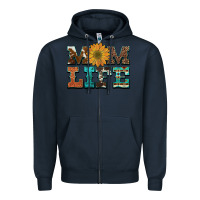 Navy western cowhide leopard turquoise  leather aztec sunflower mom Zipper Hoodie - Artiststas