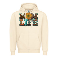 Sandshell western cowhide leopard turquoise  leather aztec sunflower mom Zipper Hoodie - Artiststas
