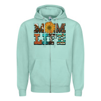 Seafoam western cowhide leopard turquoise  leather aztec sunflower mom Zipper Hoodie - Artiststas