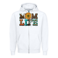 White western cowhide leopard turquoise  leather aztec sunflower mom Zipper Hoodie - Artiststas