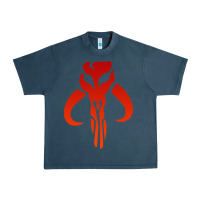 Midnight Navy Mando Mythosaur Skull Sticker Urban Heavy Tee - longCreatives