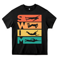 Black Retro Vintage Swimming Gift For Swimmers Heavy Core Tee - longCreatives