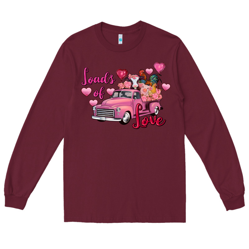 Loads Of Love Valentine's Day Farm Truck Long Sleeve Tee by FaDigitalArtStudio | Teevron