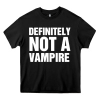 Black Definitely Not A Vampire merch Heavy Core Tee - longCreatives