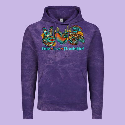 Peace Love Thunderbird Vintage Hoodie Designed By Oliviacreatesart