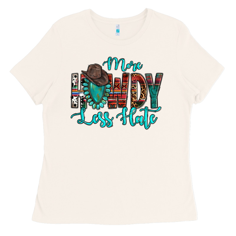 Western More Howdy Less Hate Cowboy Hat Gemstone Ladies Tee by HowdyJamesFarm | Teevron
