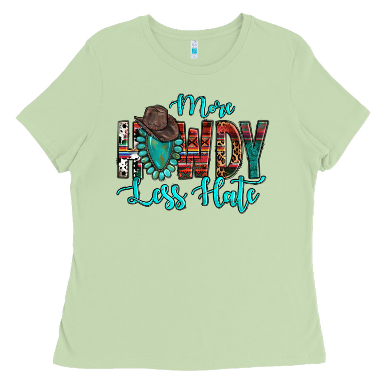 Western More Howdy Less Hate Cowboy Hat Gemstone Ladies Tee by HowdyJamesFarm | Teevron