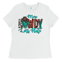 White Western More Howdy Less Hate Cowboy Hat Gemstone Ladies Tee - HowdyJamesFarm