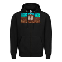 Black preview custom name turquoise stone leopard bull skull license plate Zipper Hoodie - Artiststas