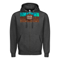 Charcoal Heather preview custom name turquoise stone leopard bull skull license plate Zipper Hoodie - Artiststas