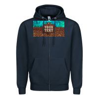 Navy preview custom name turquoise stone leopard bull skull license plate Zipper Hoodie - Artiststas