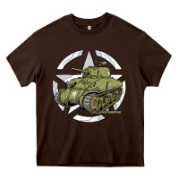Chocolate Brown Sherman M4A1 WWII Army Tank History Vintage Heavy Core Tee - longCreatives