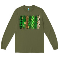 Army Green St. Patrick's Day brushstroke Long Sleeve Tee - OliviaCreatesArt