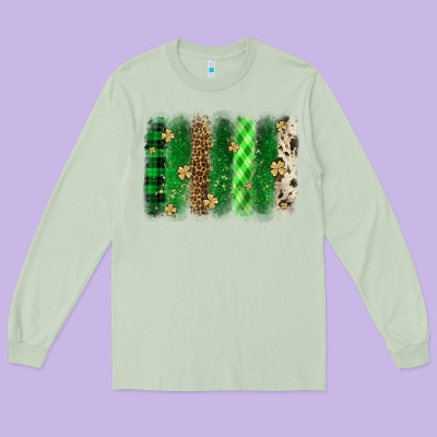 St. Patrick's Day Brushstroke Long Sleeve Tee Designed By Oliviacreatesart