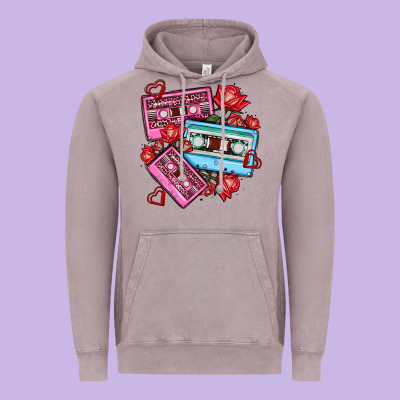 Valentines Day Casette Olivia Vintage Hoodie Designed By Oliviacreatesart