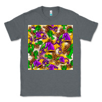 Charcoal Heather Mardi Gras jester had and crawfish with leopard pa Classic Tee - HowdyJamesFarm