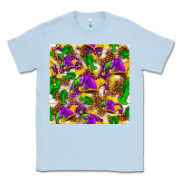 Dusty Blue Mardi Gras jester had and crawfish with leopard pa Classic Tee - HowdyJamesFarm